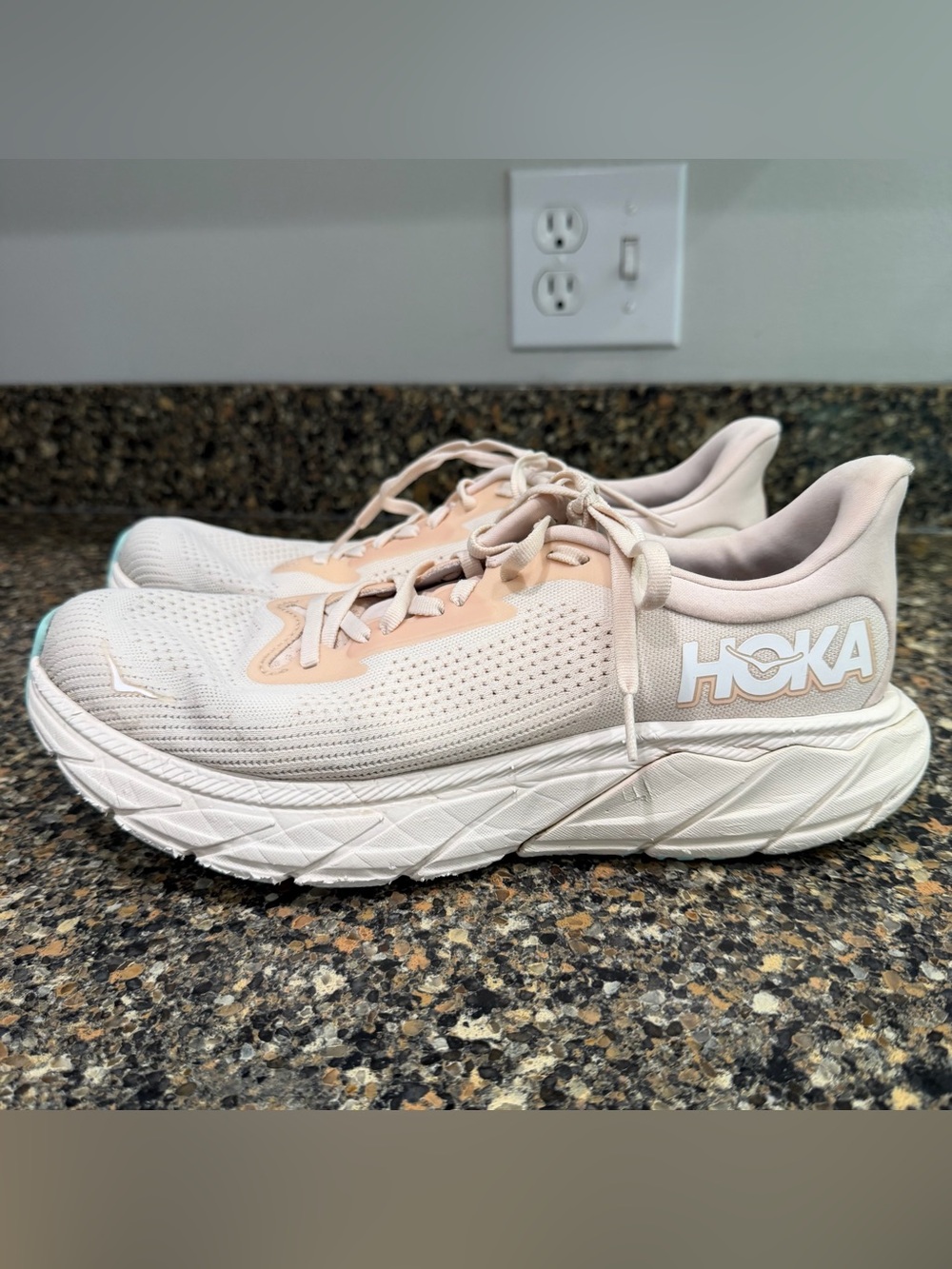 Hoka Women’s Running Shoes - Pale Pink & White size 10
